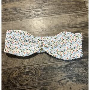 Aila Blue x Free People Dandy Garden Smocked Bandeau Bikini Top Blue Floral XS